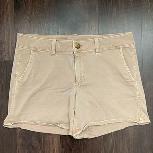 American Eagle Khaki MIDI Super Stretch Shorts